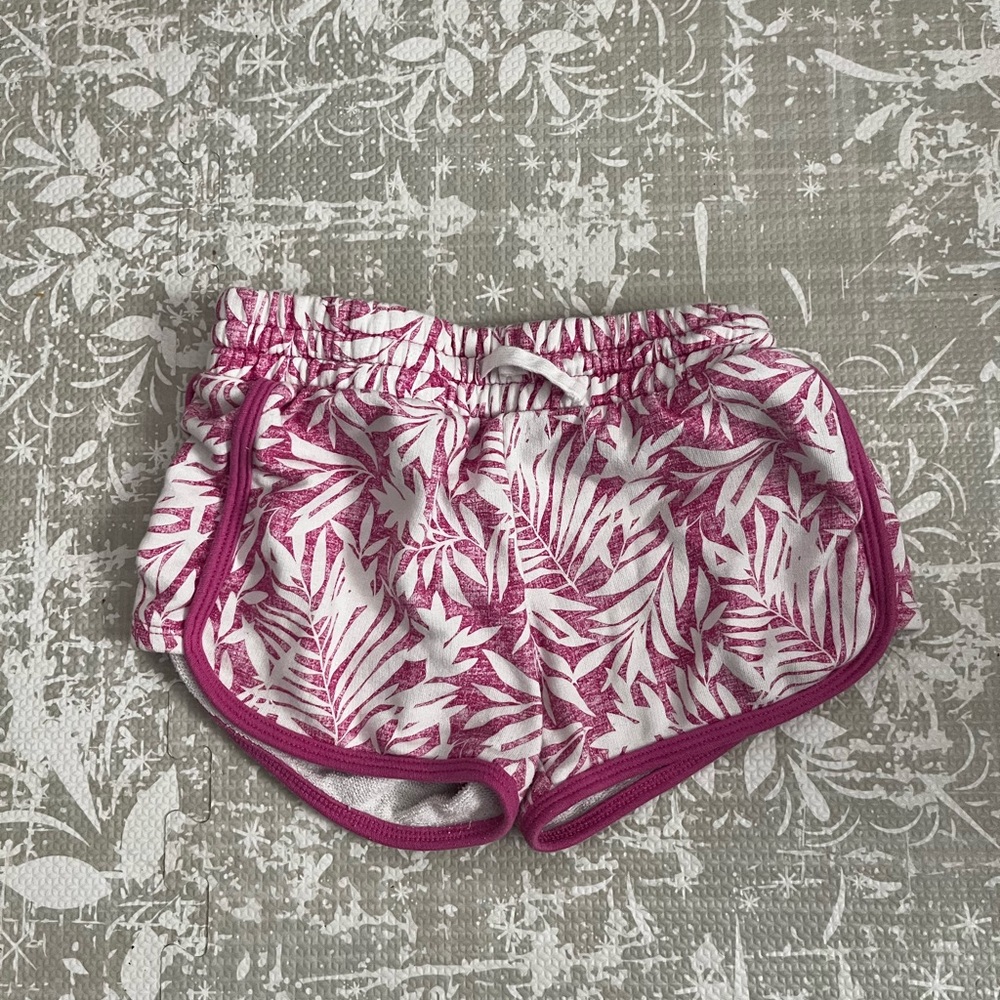 GAP White Shorts with Pink Leaf Print and Pink Trim